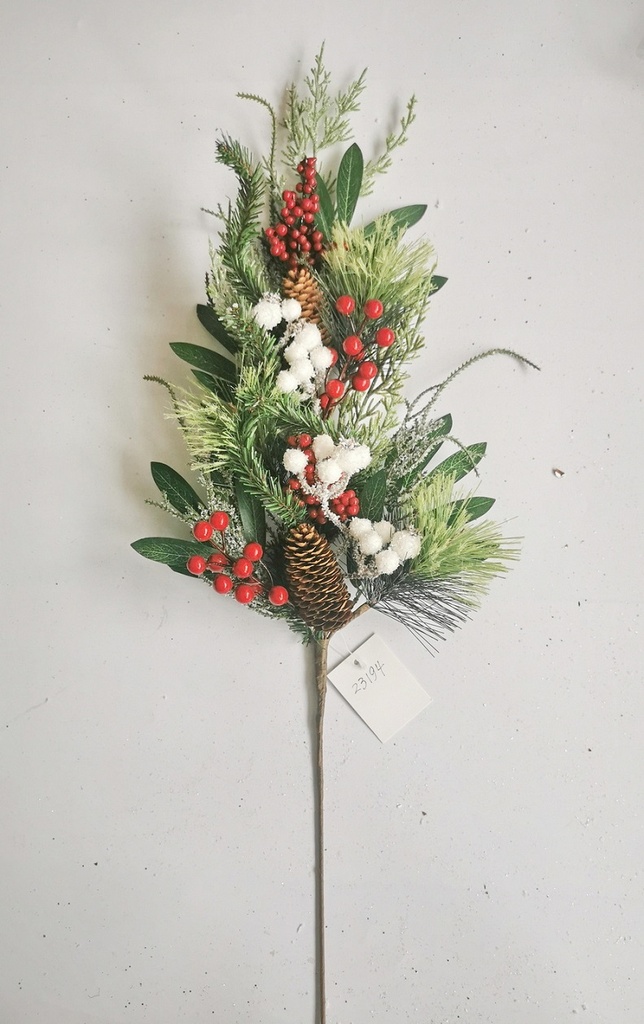 27.5" PINE & FOLIAGE SPRAY W/ MIXED BERRIES