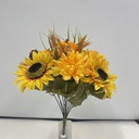 17" SUNFLOWER & MUM BUSH W/ VELVET PUMPKIN YELLOW