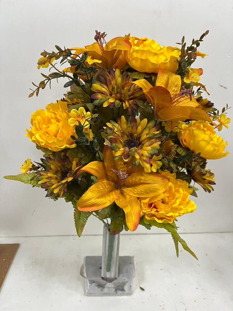 26" LILY/PEONY/GERBERA MIXED BUSH X36 GOLDEN/YELLOW