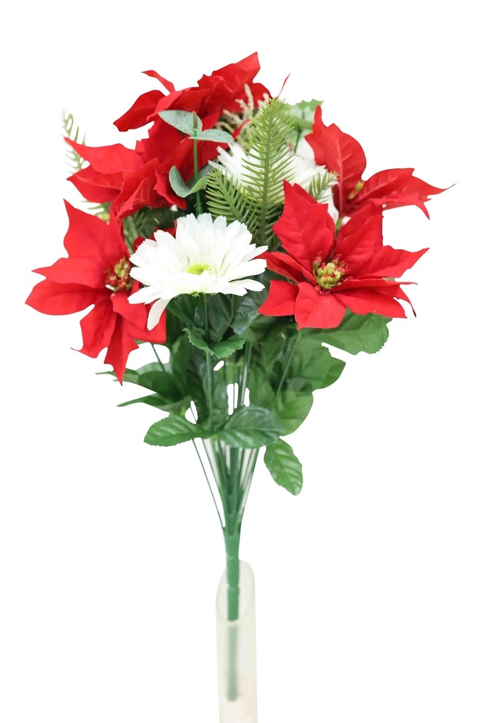 17" VELVET POINSETTIA & GERBERA BUSH X22 