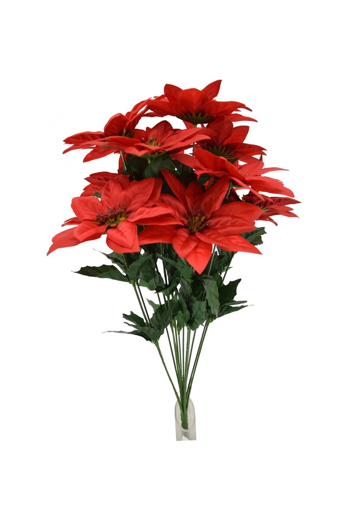 18" POINSETTIA BUSH X14 RED