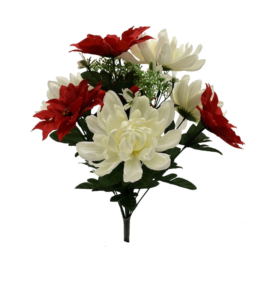 17.5" POINSETTIA & MUM BUSH X12