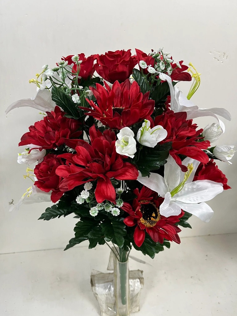 25" SUNFLOWER/DAHLIA/LILY BUSH X24 RED/WHITE