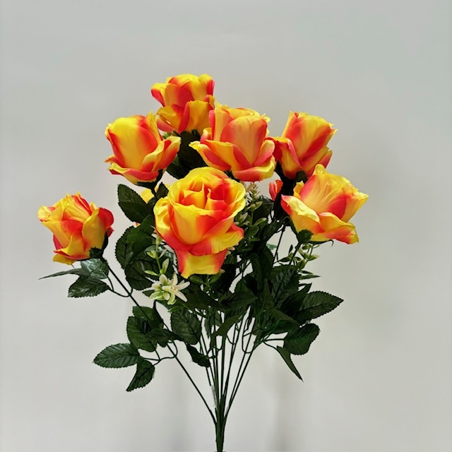 21" ROSE OPEN SATIN BUSH X12  YELLOW/ORANGE