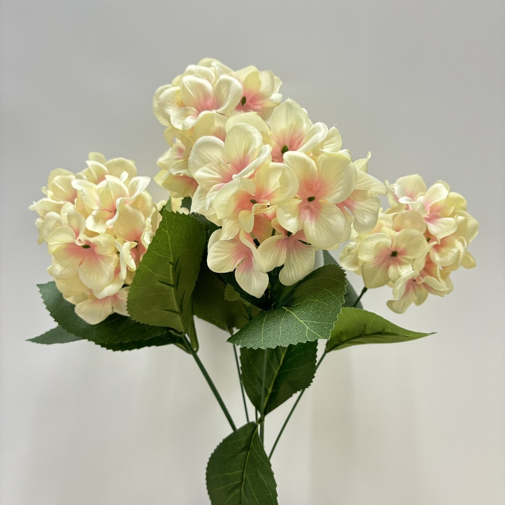 18" HYDRANGEA BUSH X7 CREAM/PINK
