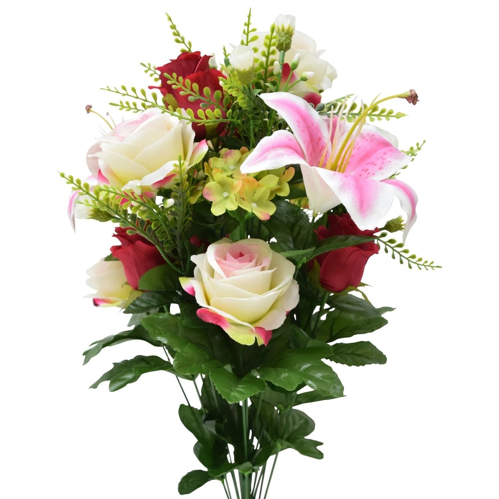 24" LILY & ROSE MIXED BUSH x24 CREAM/PINK & RED
