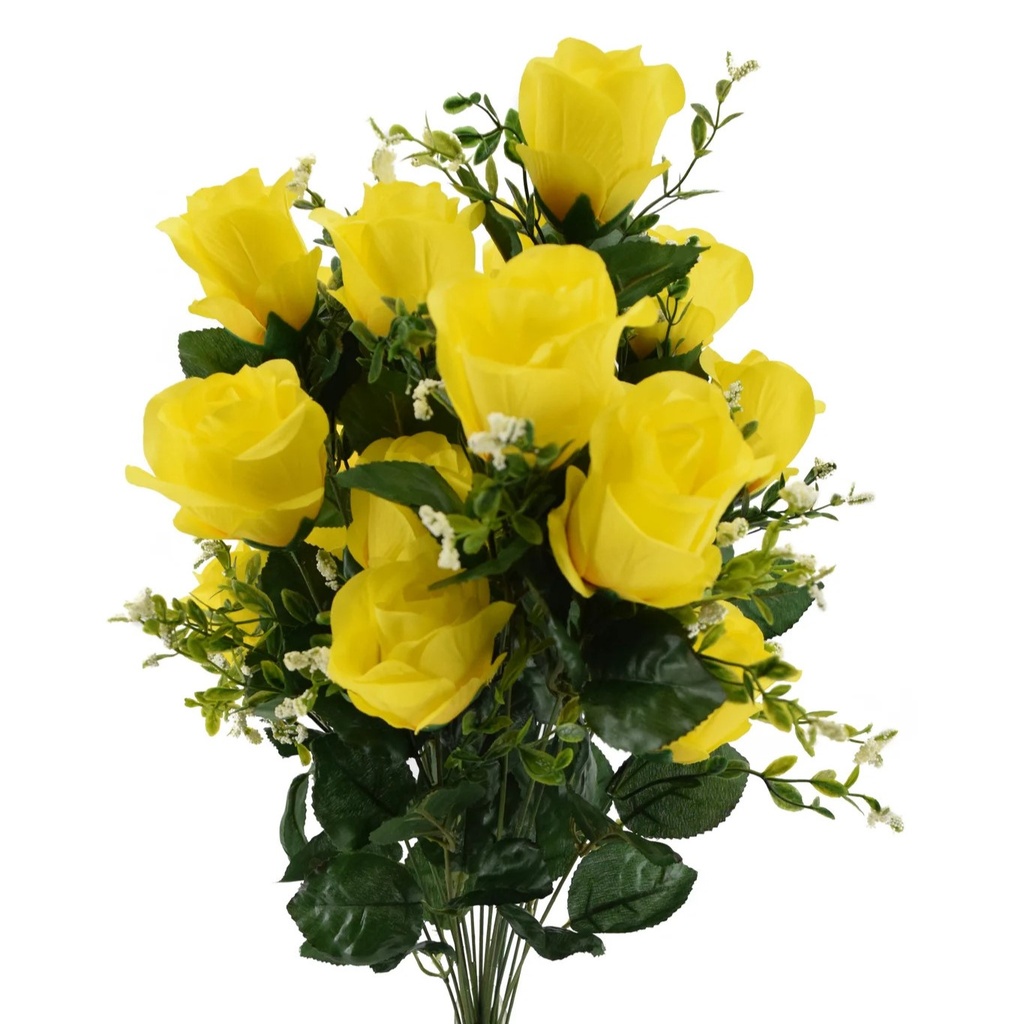 [ST5907-YEL] 25" CLOSED ROSE BUSH X24 YELLOW
