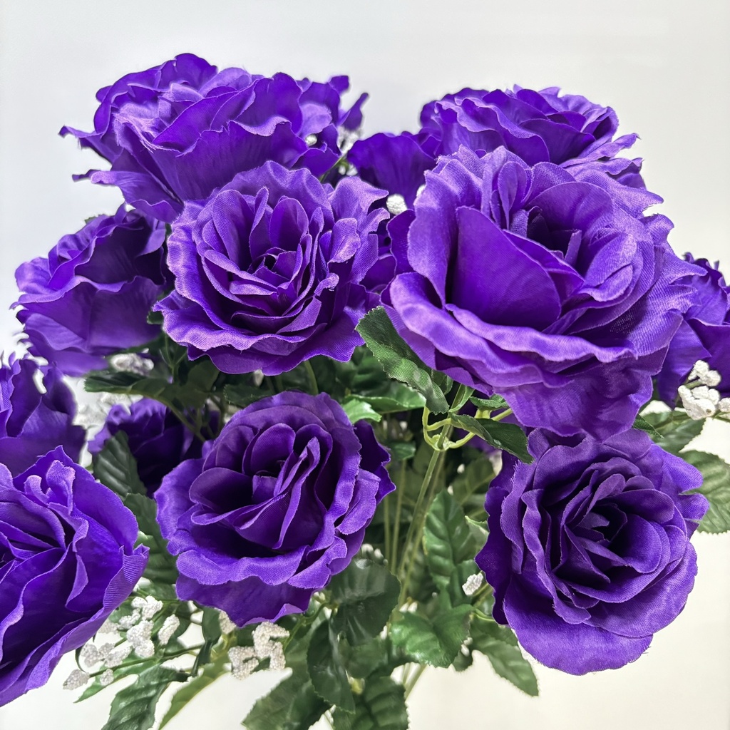 [ST5907-PUR] 25" CLOSED ROSE BUSH X24 PURPLE
