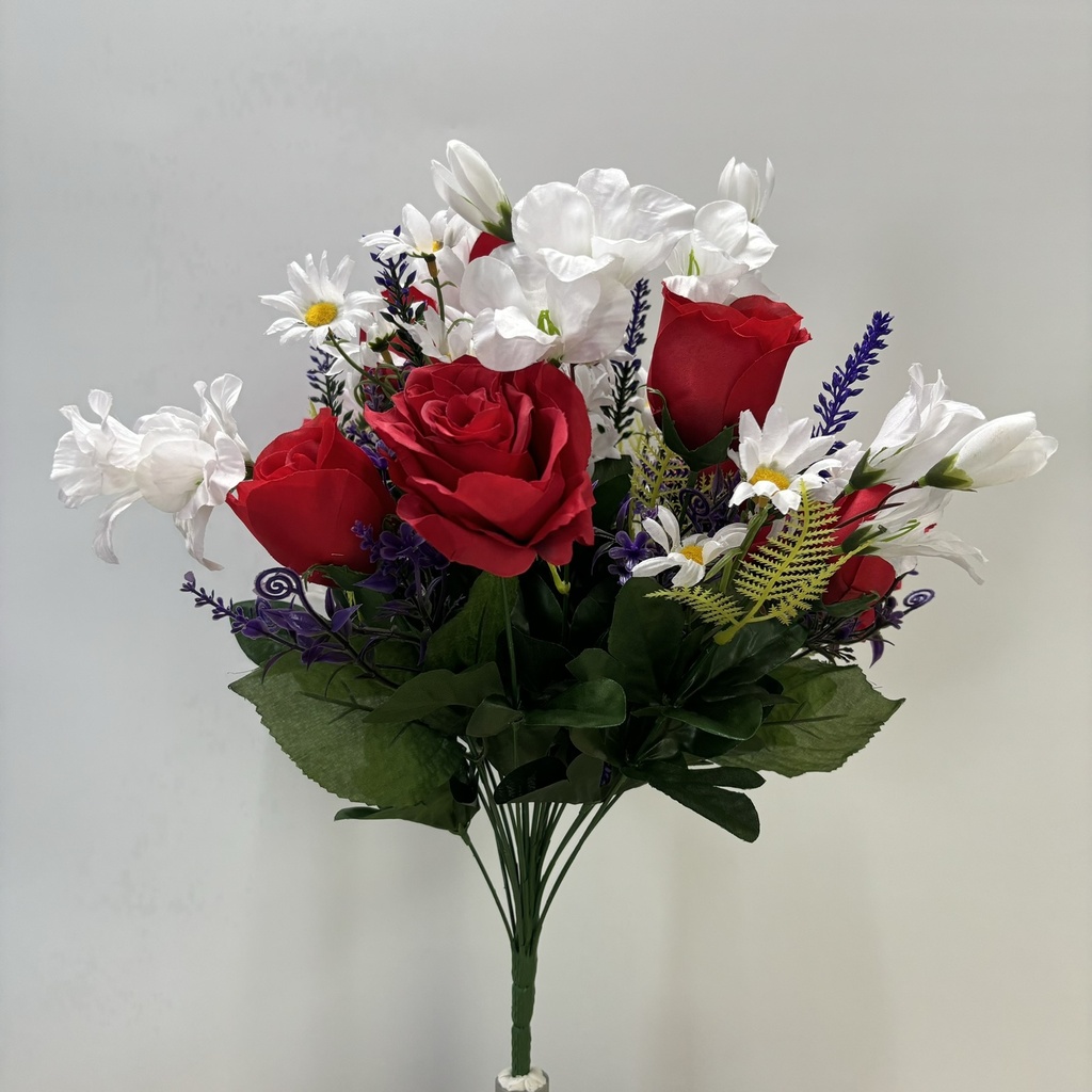 [ST5909] 18" ROSE, DAISY & ORCHID BUSH X21 
