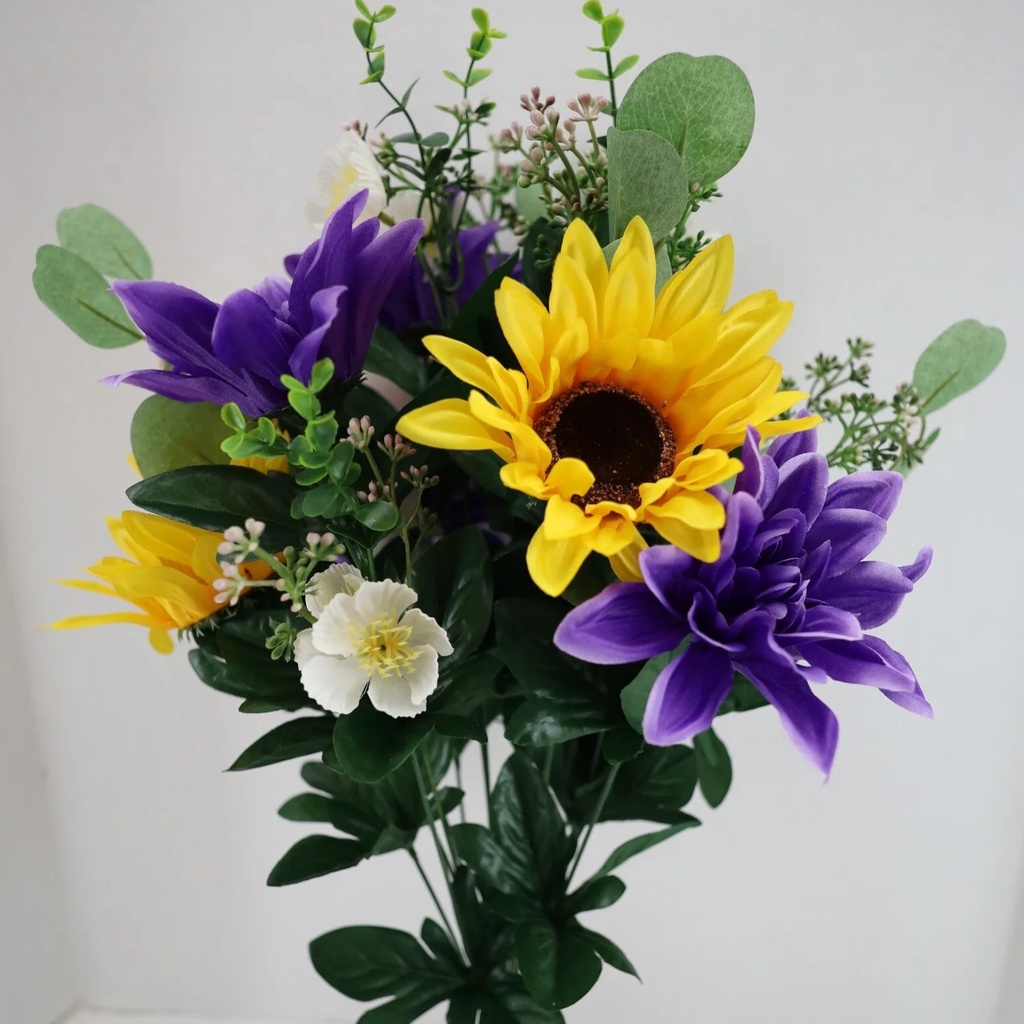21" SUNFLOWER/DAHLIA BUSH X18 PURPLE/YELLOW
