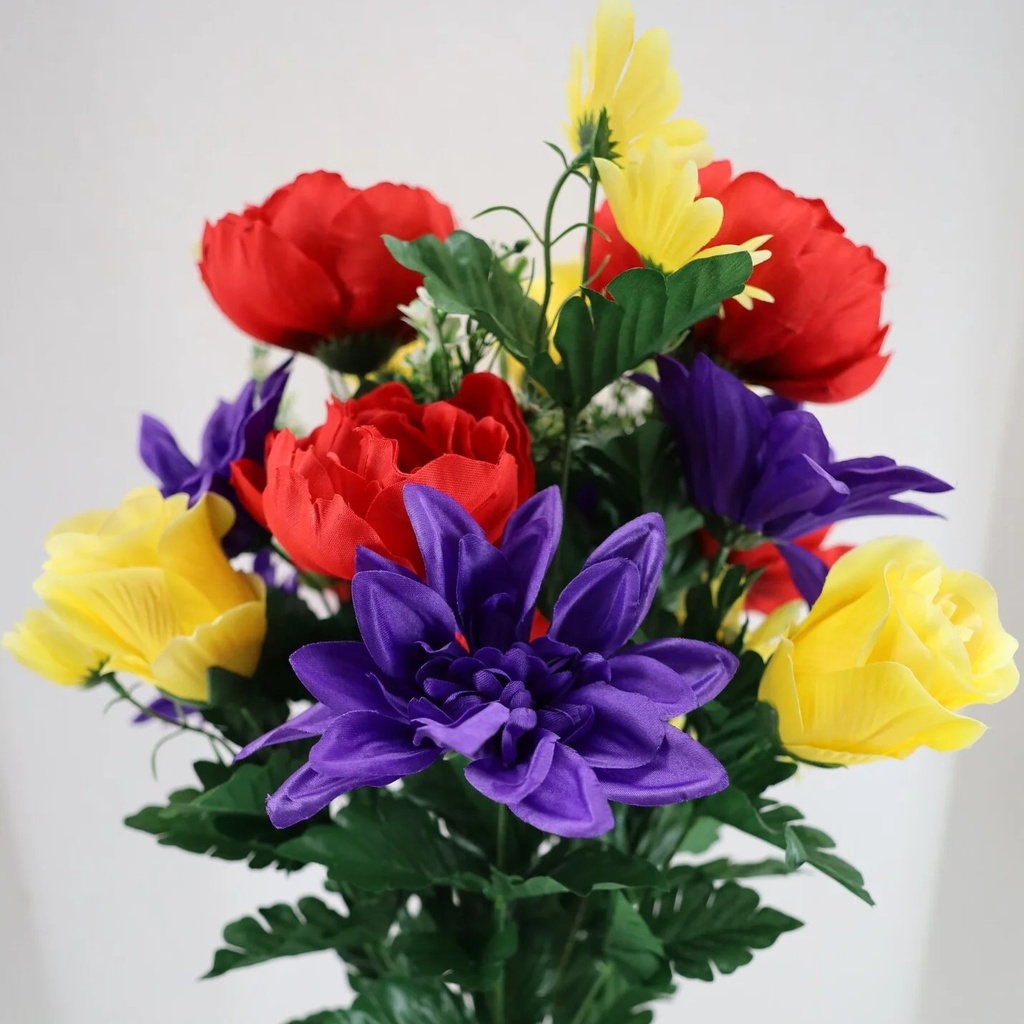 24" ROSE/DAHLIA/PEONY BUSH X24 RED/YEL/PUR
