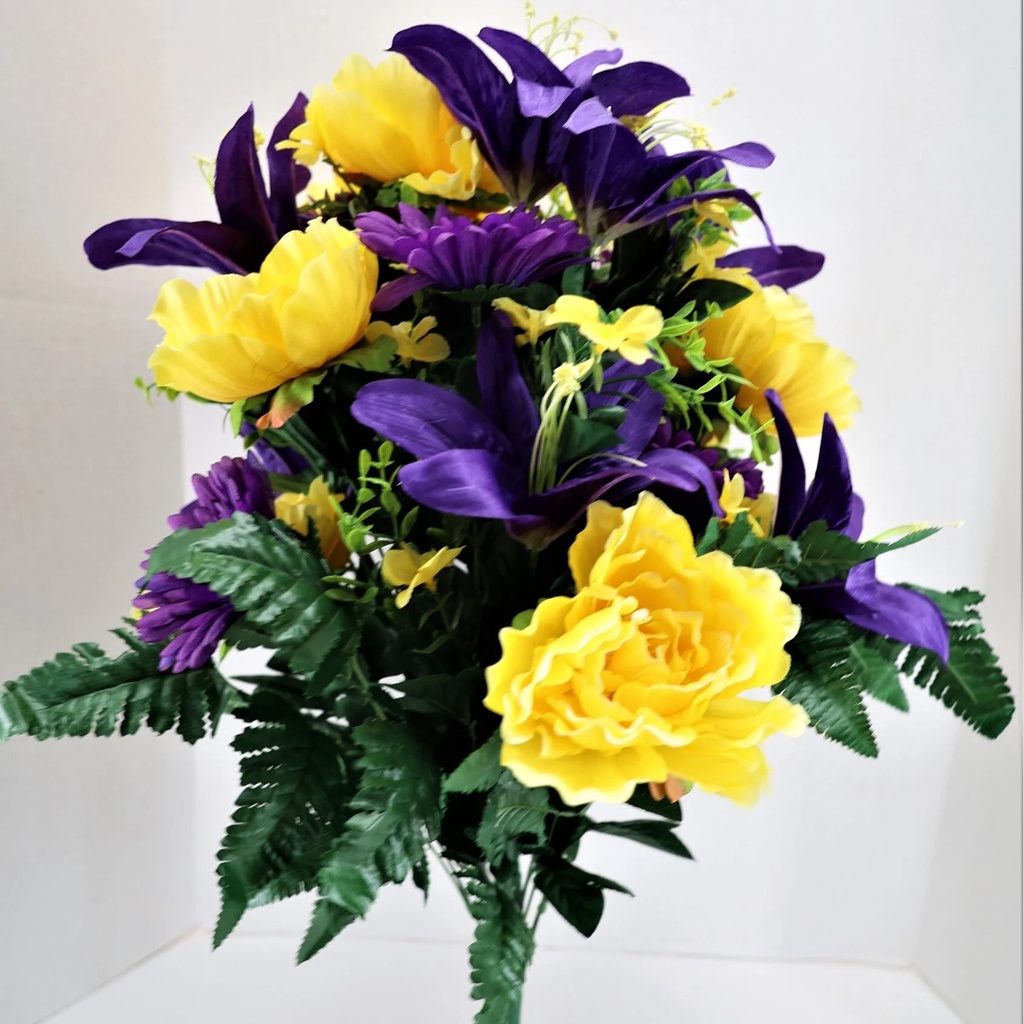 26" LILY/PEONY/GERBERA DOUBLE BUSH X36 PURPLE/YELLOW