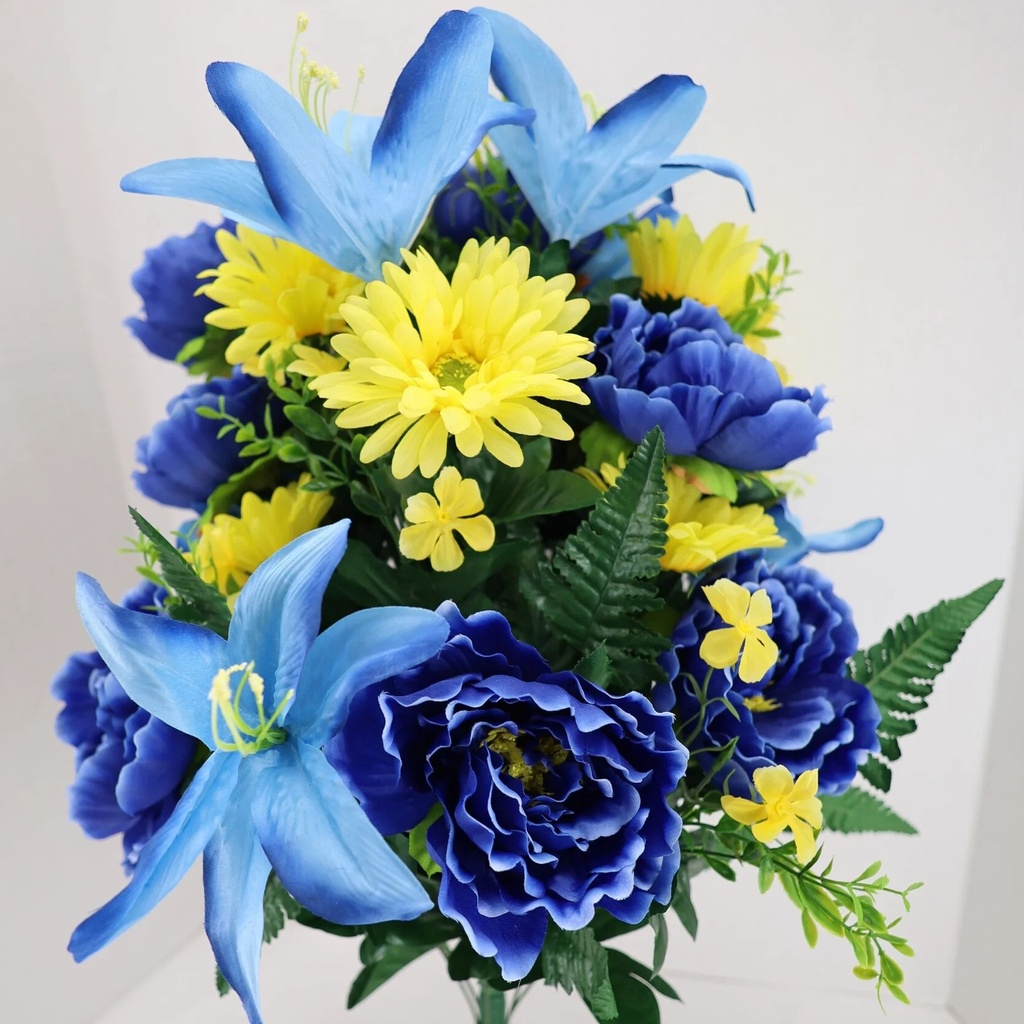 26" LILY/PEONY/GERBERA DOUBLE BUSH X36 BLUE/YELLOW