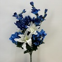 23" MUM/LILY/HYDRANGEA MIXED BUSH X12 BLUE/WHITE
