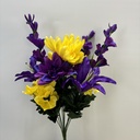 23" MUM/LILY/HYDRANGEA MIXED BUSH X12 PURPLE/YELLOW
