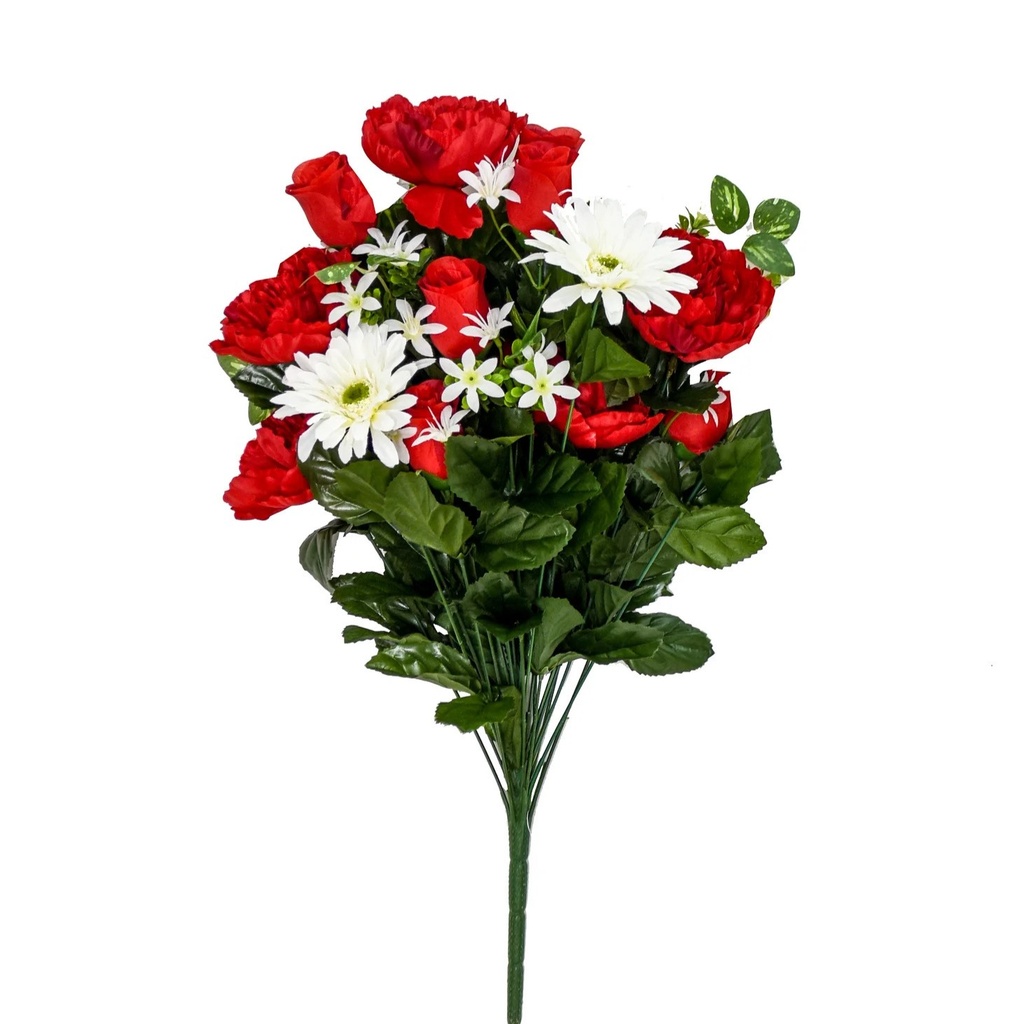 27" PEONY/DAISY/ROSEBUD BUSH x28 RED/WHITE