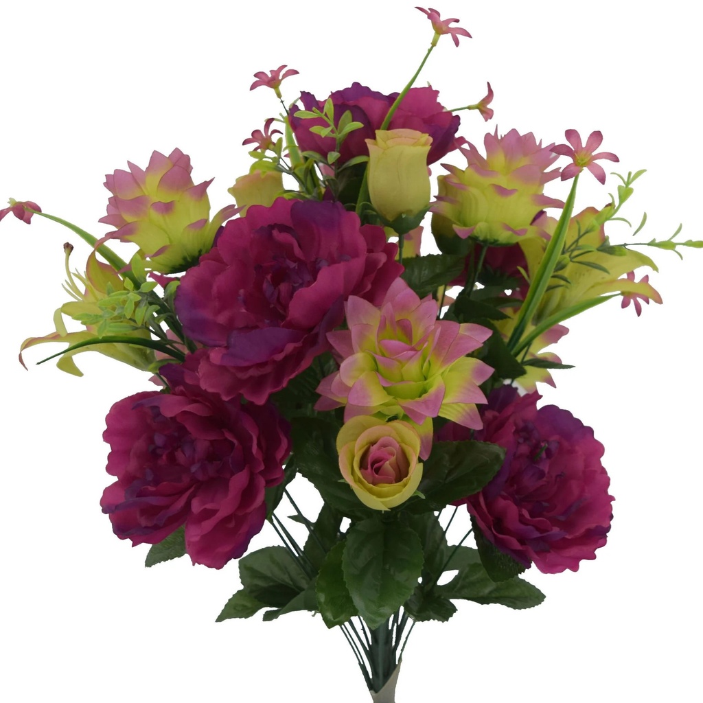 25" PEONY/ROSE/LILY MIXED BUSH x28 PURPLE/GREEN
