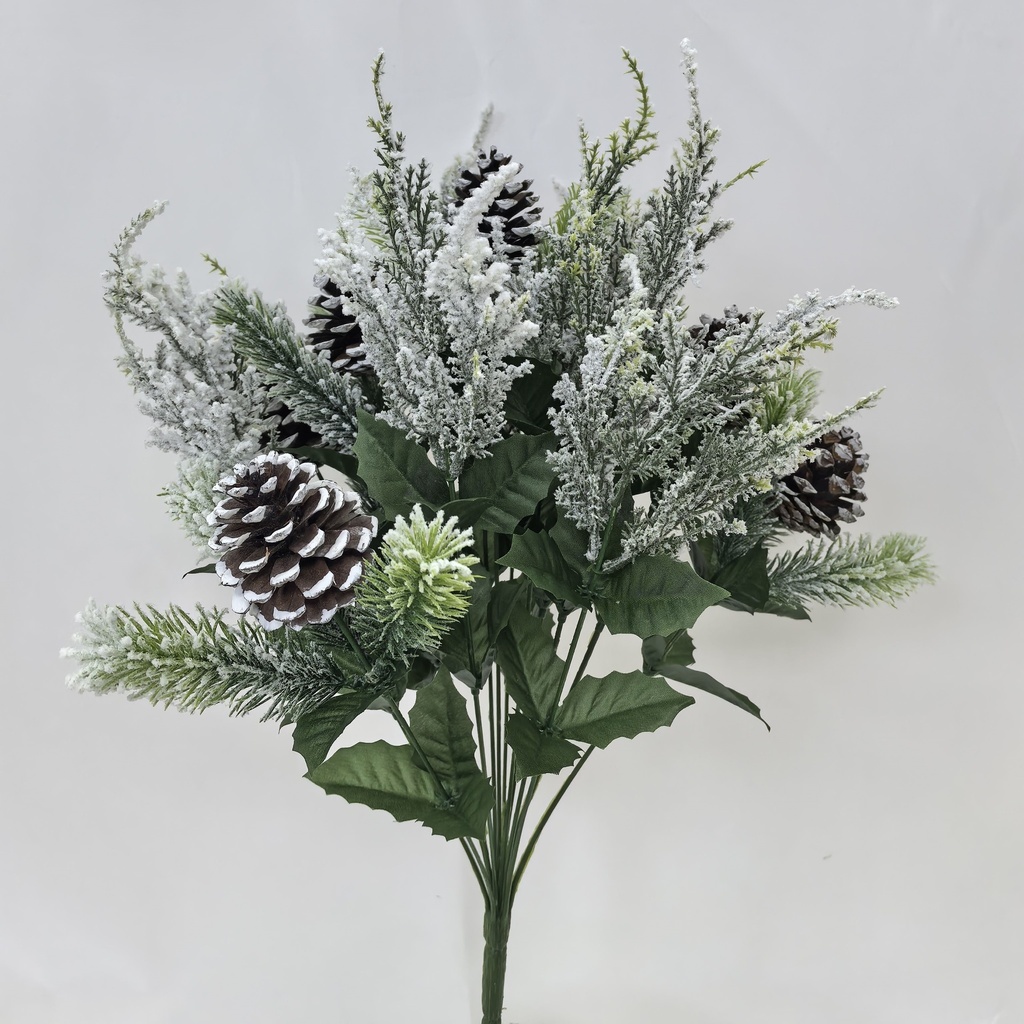 19.5" FLOCKED CEDAR & PINE BUSH X14 W/CONES