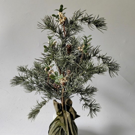 20" PINE & EUCALYPTUS TREE W/ CREAM BERRIES