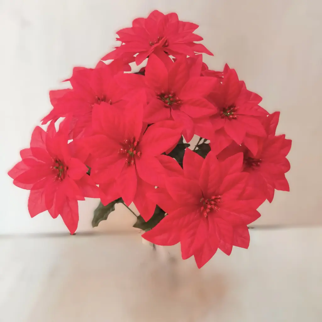 18.5" POINSETTIA BUSH X14 (PONGEE)