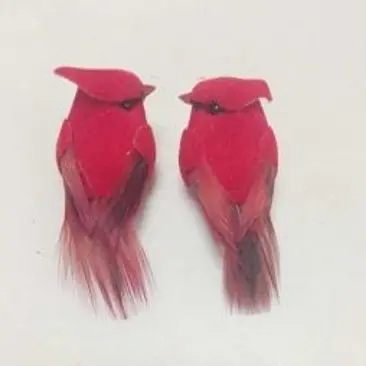 [BN6901] 1.75" MUSHROOM CARDINAL W/ FEATHERS ON CLIP