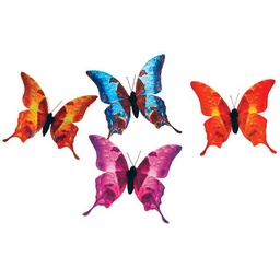 [B0673] 3.25" PRINTED SCALLOP WING BUTTERFLY 4 ASSORTED (8 PER BOX)