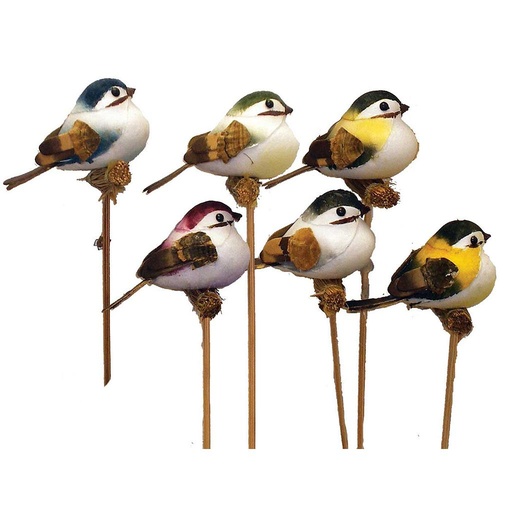 [B320904] 2.5" MUSHROOM BIRD ON AN 8" PICK (6 ASST)
