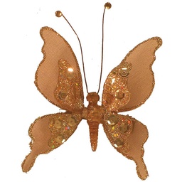 [B1471-BRN] 3.5&quot; BROWN GLITTER SEQUIN BUTTERFLY WITH CLIP