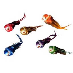 [B6609] BIRD 5.25&quot; MUSHROOM/FEATHER 6-ASST W/CLIP