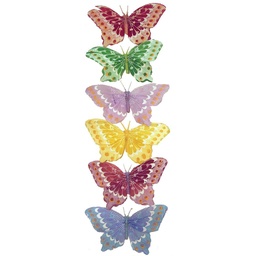 [B32004] 4.5" BUTTERFLY WITH WIRE  6 ASSORTED (6 PER PACK)