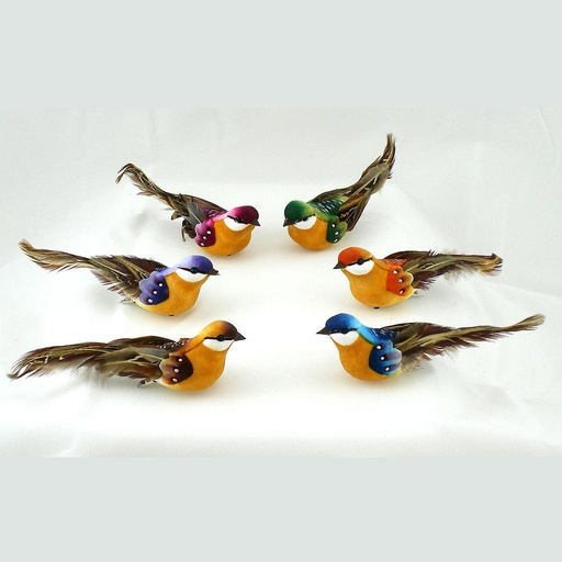 [B6617] BIRD 4.5" MUSHROOM/FEATHER 6-ASST W/CLIP