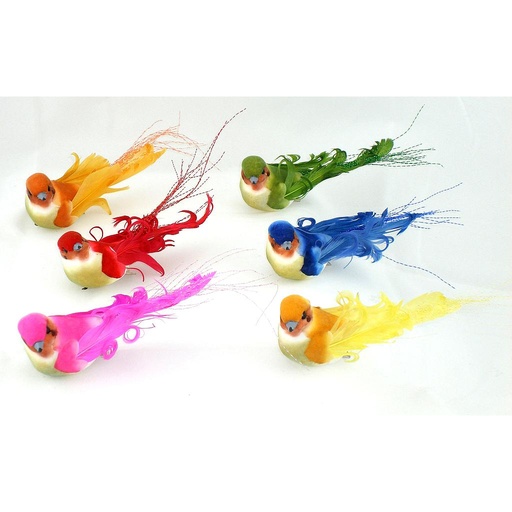 [B6618] BIRD 5" MUSHROOM/FEATHER 6-ASST W/CLIP