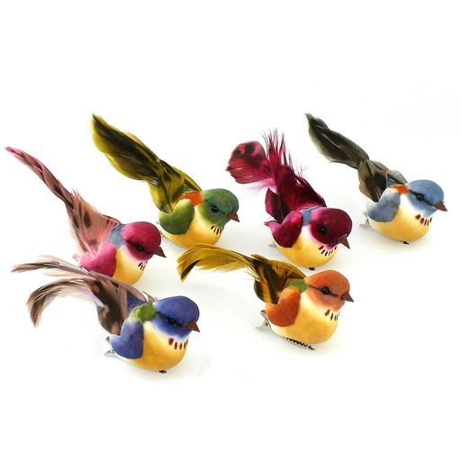 [B6623] BIRD 4" MUSHROOM/FEATHER 6-ASST W/CLIP