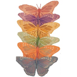 [B321004F] 4.5&quot; BUTTERFLY (6 ASSORTED PER PACK) PASTEL MONARCHS