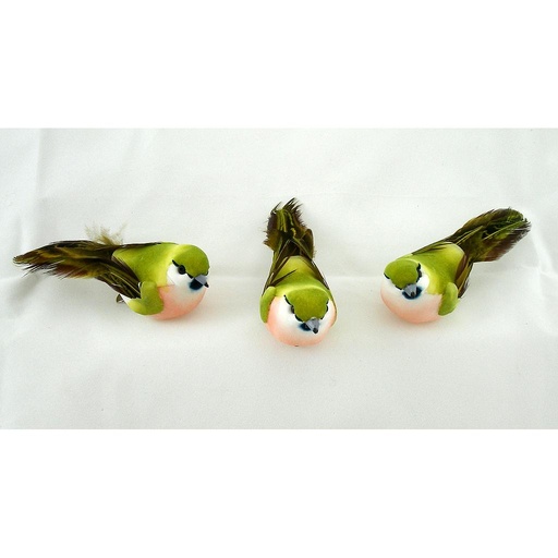 [B6634] BIRD 3.5" MUSHROOM/FEATHR GREEN W/CLIP