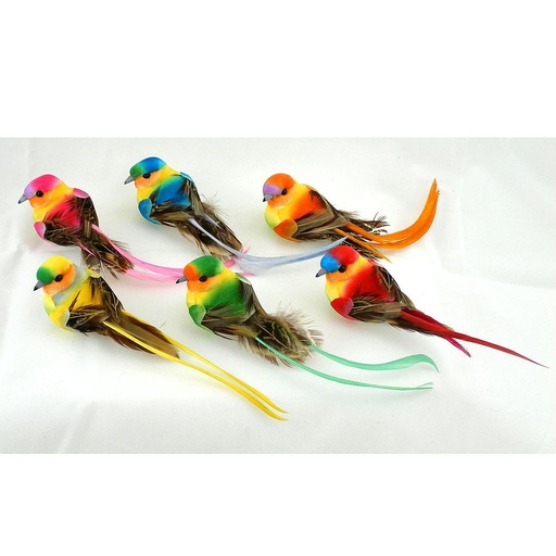 [B6635] BIRD 5.9" MUSHROOM/FEATHER 6-ASST W/CLIP