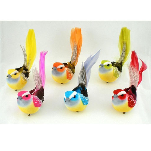 [B6637] BIRD 4.9" MUSHROOM/FEATHER 6-ASST W/CLIP