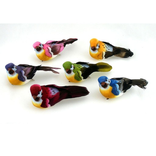 [B6639] BIRD 3.5" MUSHROOM/FEATHER 6-ASST W/CLIP