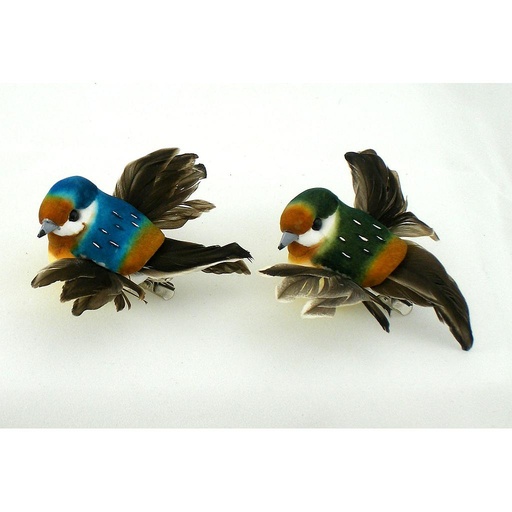 [B6640] BIRD 3" MUSHROOM/FEATHER FLYING 2-AST W/CLIP