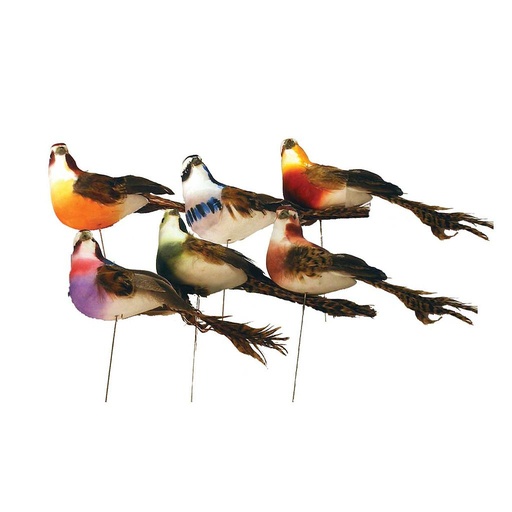 [B66422] 5.5" MUSHROOM/FEA BIRD 6 ASST