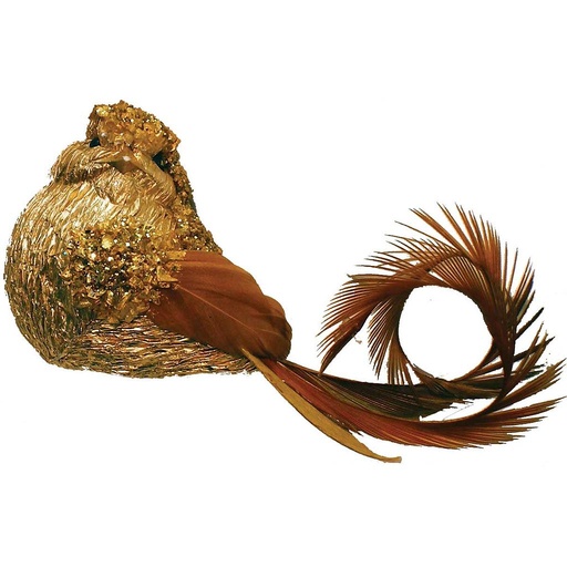 [B66471] GOLD 4" GLIT. CURLY TAIL BIRD