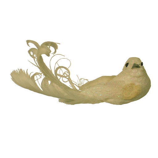[B66484] 4.5" WHITE GLITTER BIRD