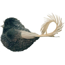 [B66485] SILVER 4.5&quot; GLIT CURLY TAIL BIRD