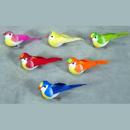 [B6671] 3" MUSHROOM/FEATHER BIRD 6-ASST W/CLIP