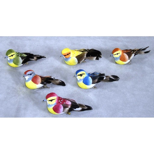 [B6674] 3" MUSHROOM/FEATHER BIRD 6-ASST W/CLIP
