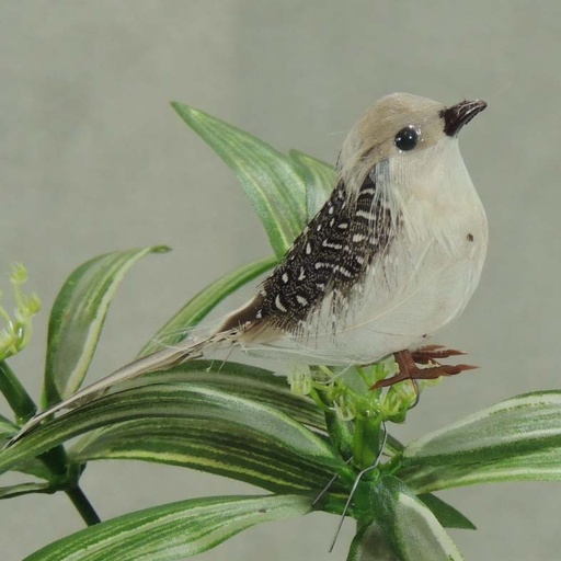 [B6675] BIRD 4" NATURAL FEATHER W/WIRE