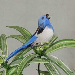 [B6678] BIRD 3.5" BLUE FEATHER W/WIRE