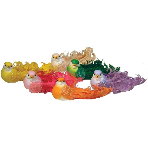[B66792] 4.5" FANCY FEA/MUSH BIRD(6/BX) 6-ASST