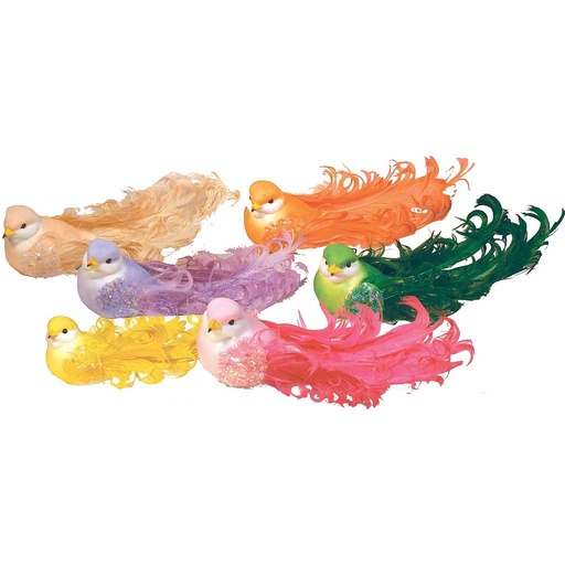 [B66799] 6" FANCY FEA/MUSHROOM BIRD(6/BX) 6-ASST'D