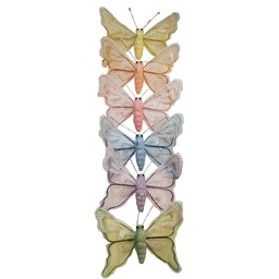 [B504815A] 4.75&quot; BUTTERFLY W/MICA ON WIRE 6 ASST
